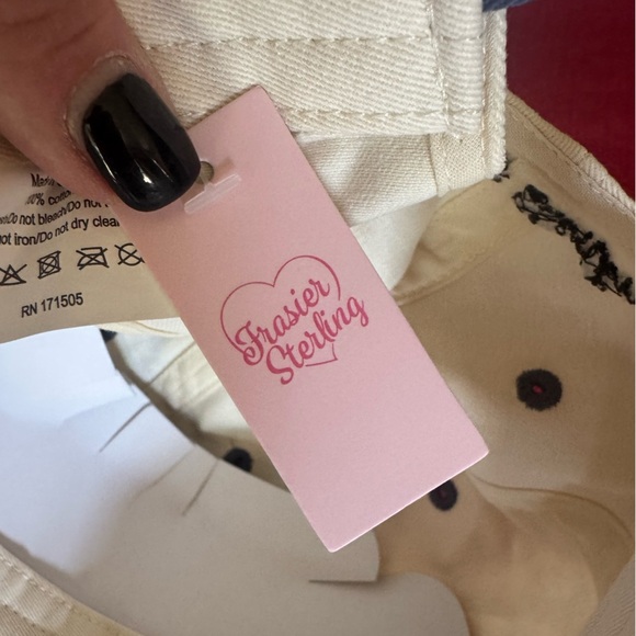 USA Embroidered Cap by FRASIER STERLING ❤️🤍💙cream hat w/navy brim.EmbroideredUSA - Picture 9 of 9